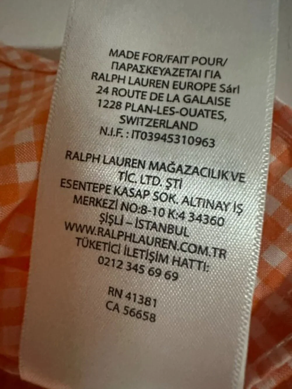 Ralph Lauren Boys Orange And White Button-Up Long Sleeve Shirt Size 14-16 NWT